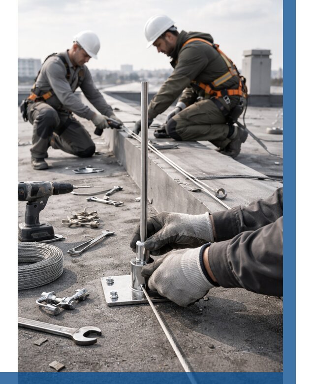 Монтаж молниезащиты на кровле в Краснотурьинске цена от 26583 р. | ВЫСОТНИК-Кту