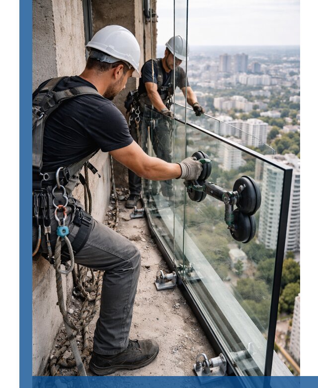 Монтаж стеклянных ограждений под ключ с гарантией в Краснотурьинске