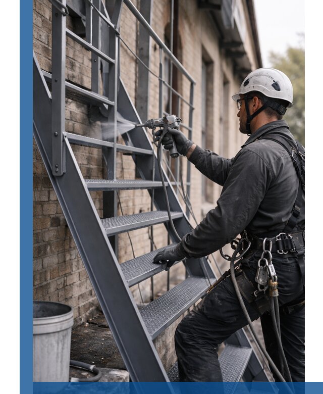 Покраска и антикоррозионная защита пожарных лестниц в Краснотурьинске