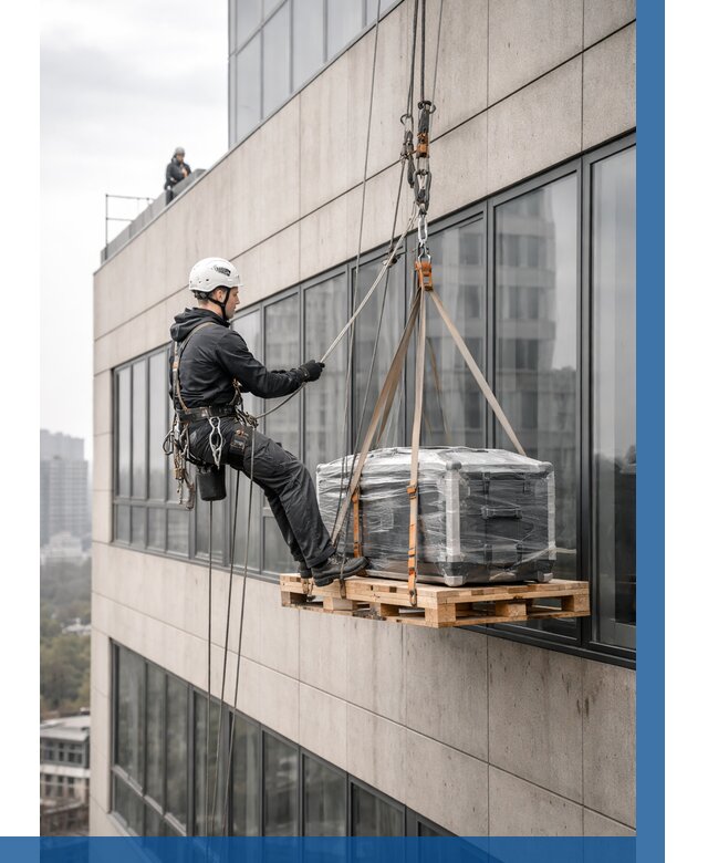 Спуск груза по фасаду в Краснотурьинске от 3722 р. | ВЫСОТНИК-Кту