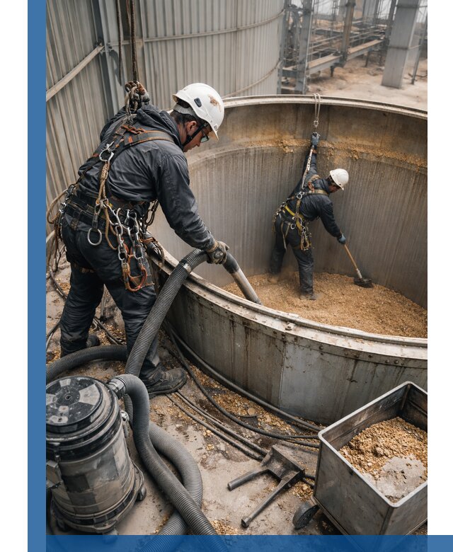 Профессиональная чистка зерновых бункеров в Краснотурьинске с выездом