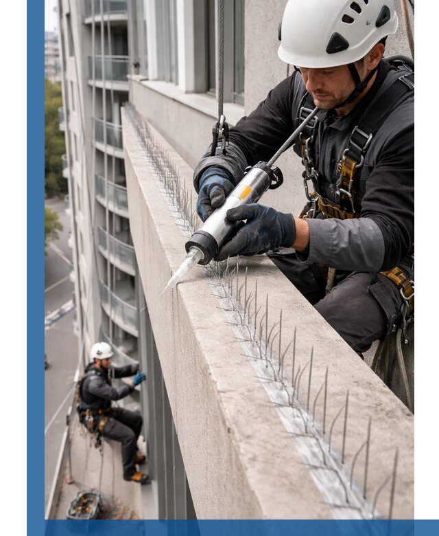 Установка шипов от птиц на фасадах и кровлях в Краснотурьинске